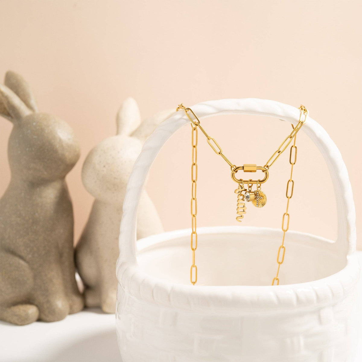 Paperclip Carabiner Charm Holder Necklace