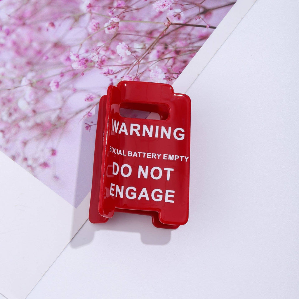Warning Sign Hair Claw Clip