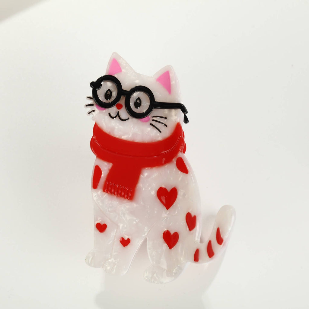 Cute Bow & Scarf Glasses Cat Hair Claw Clip