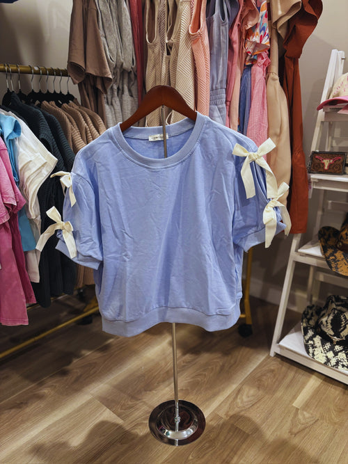Bluebell Bow Sleeve Top Blue