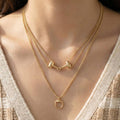 Layered Chain Interlock Bar Pendant Necklace