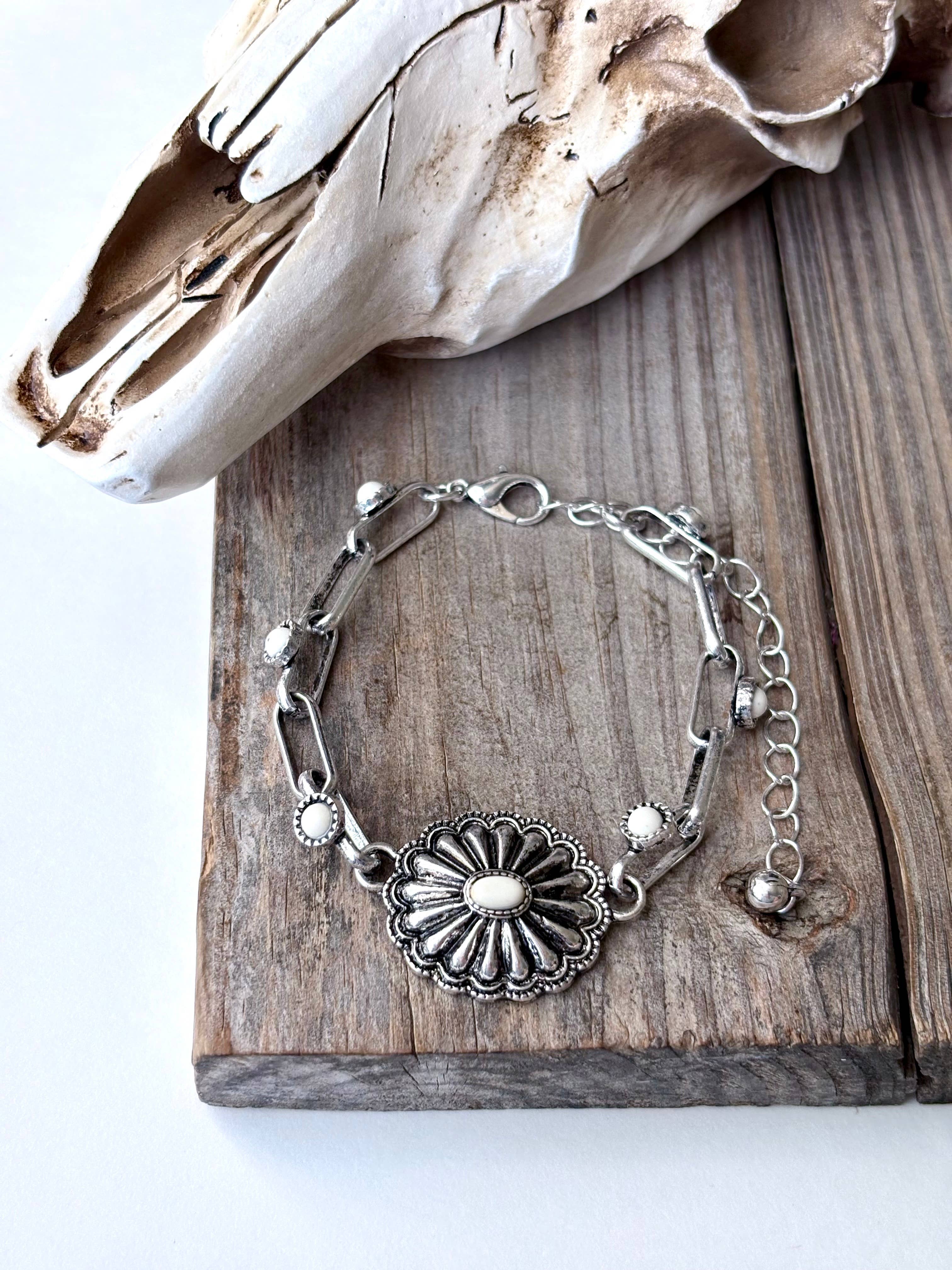 Turquoise Concho Chain Bracelet