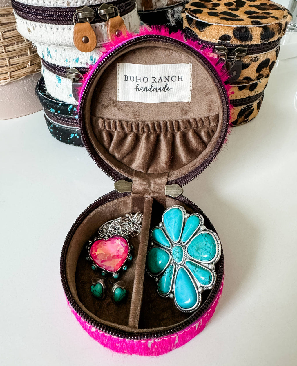 Cowhide Mini Travel Jewelry Case