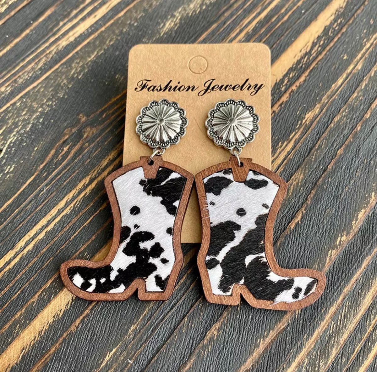 Wooden Boot Earrings