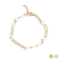 Station Pearl Paperclip Chain Bracelet