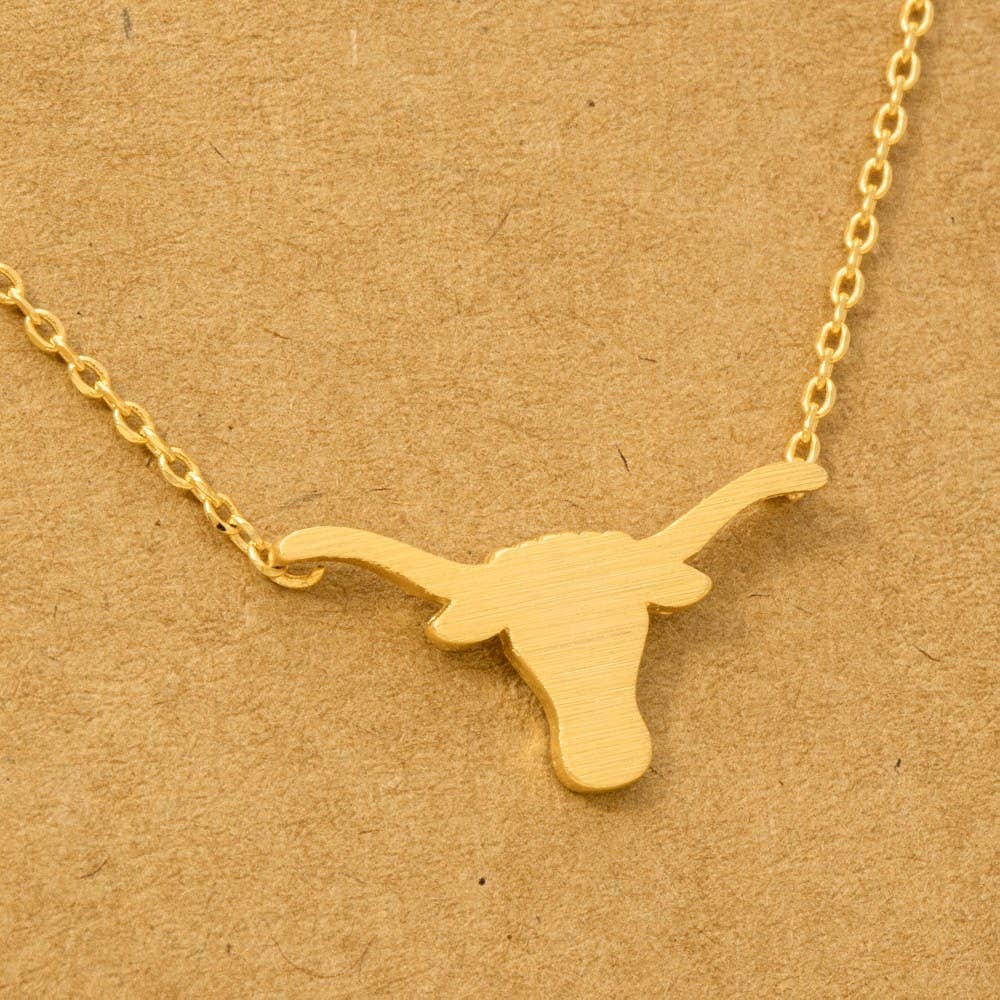 Gold Dipped Bull Head Pendant Necklace