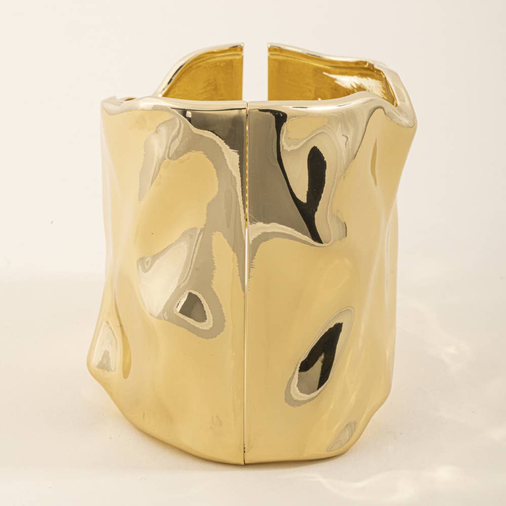 Crushed Gold Statement Cuff Bracelet