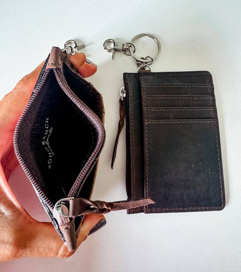 Tooled Leather Keychain Wallet Thunderbird Longhorn Bow Hat