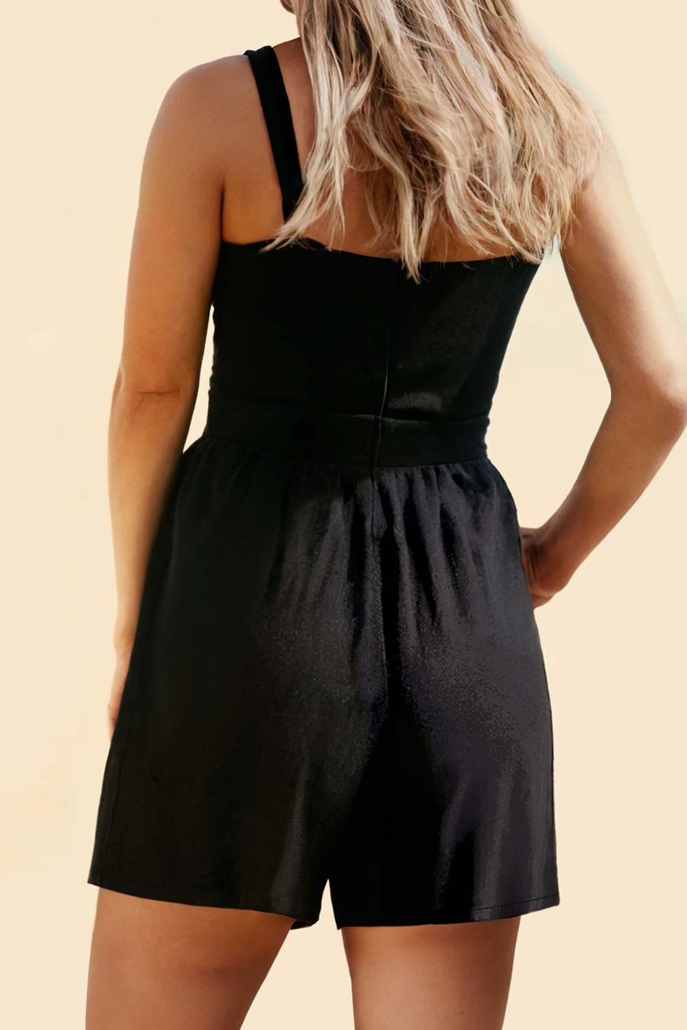 Casual Pocketed Smocked Sleeveless Romper
