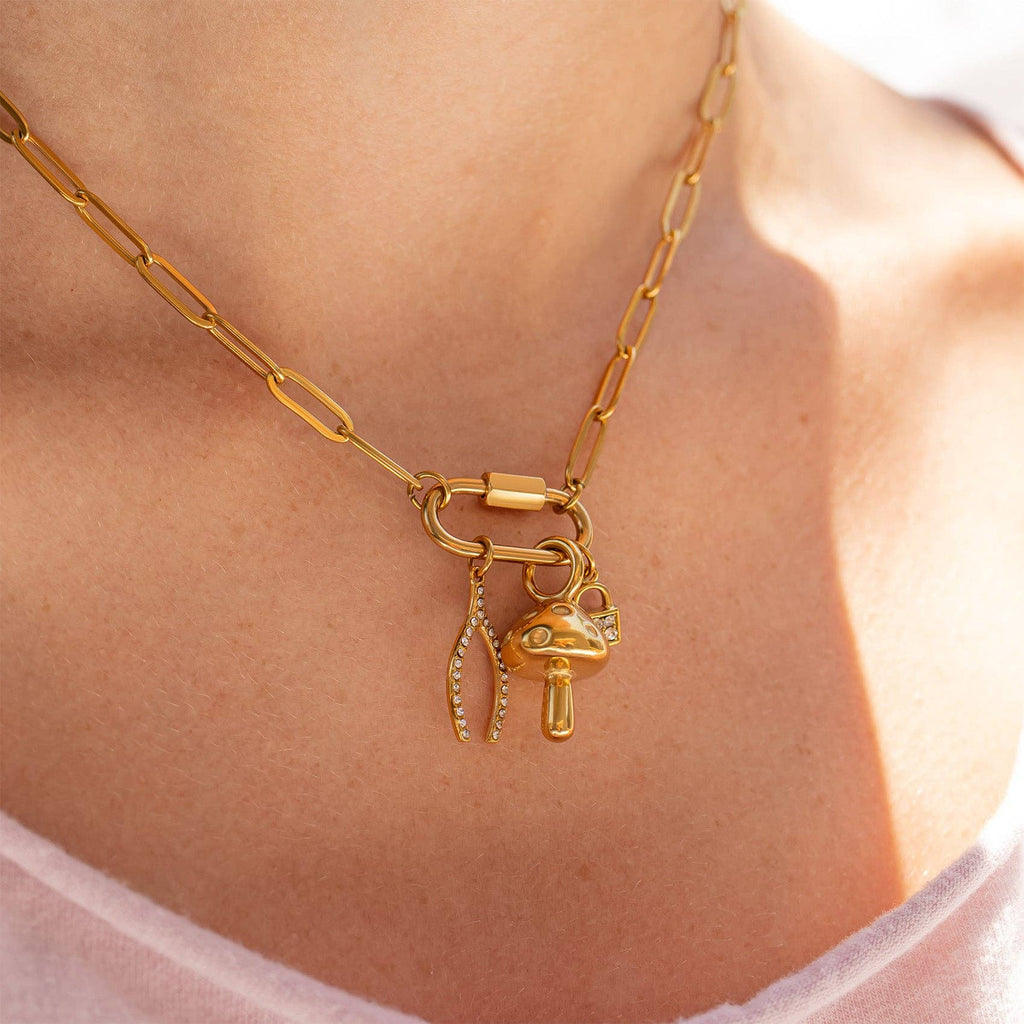 Paperclip Carabiner Charm Holder Necklace