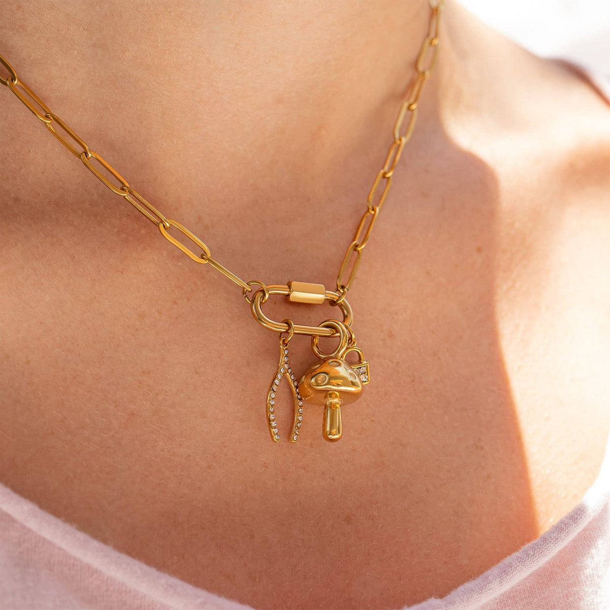 Paperclip Carabiner Charm Holder Necklace