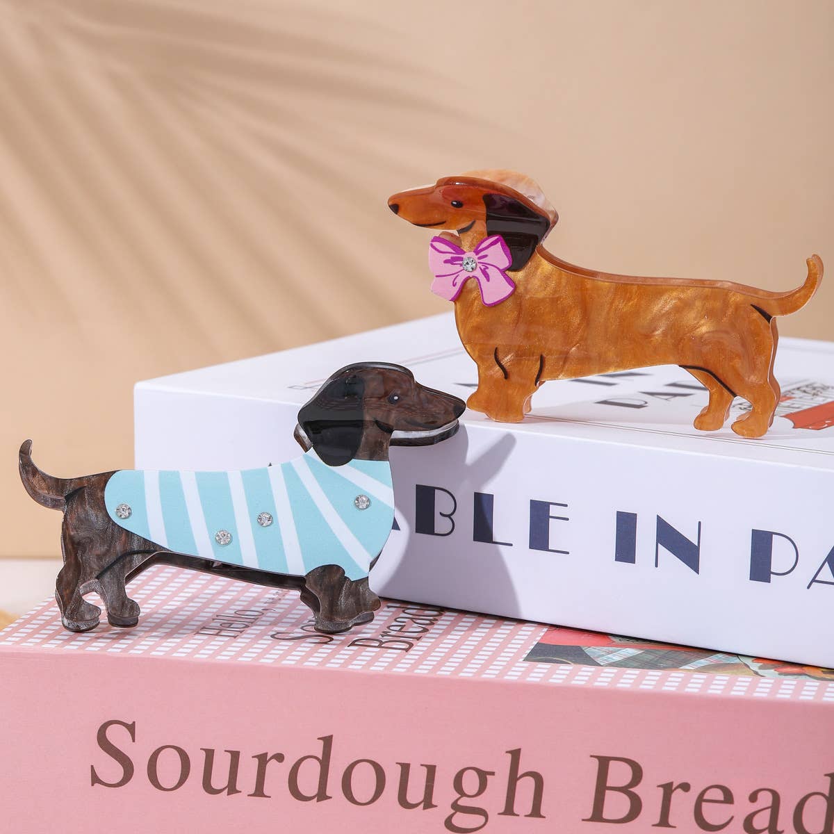 Bow & Stripe Dachshund Hair Claw Clip