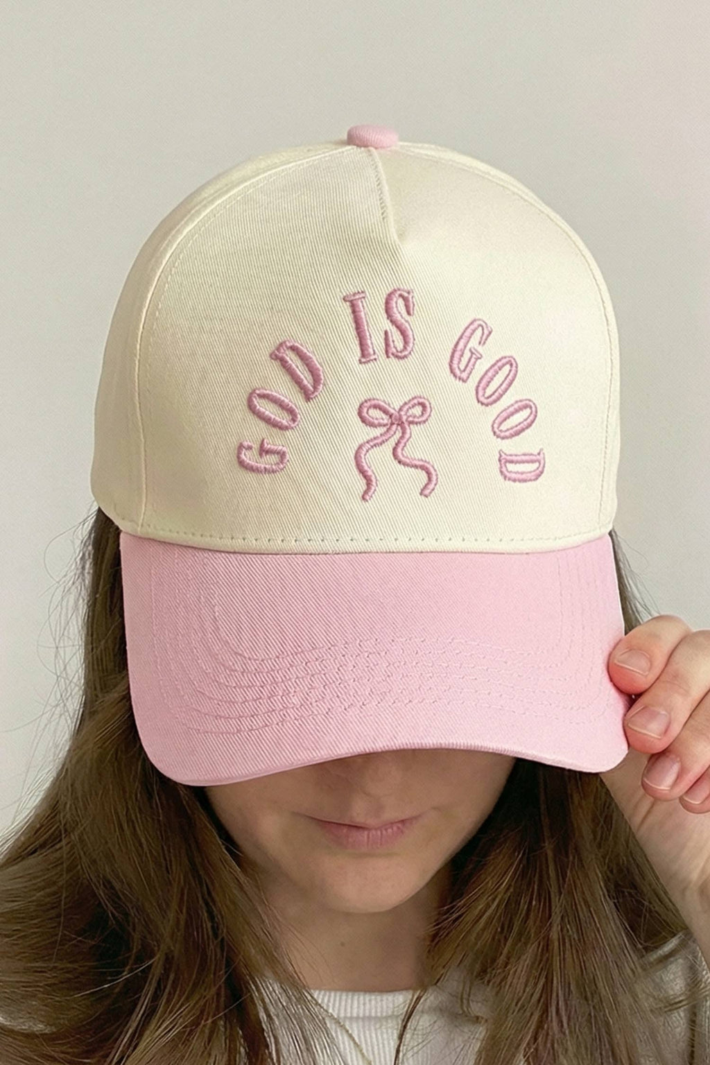 God Is Good Embroidered Bow Baseball Cap