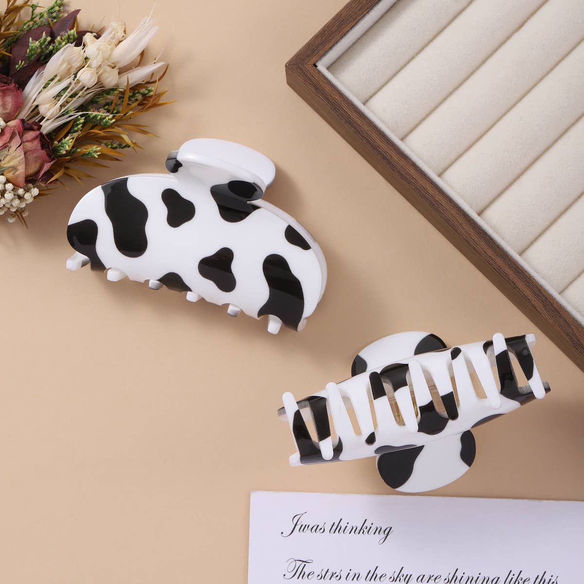 Cow Print Hair Claw Clip