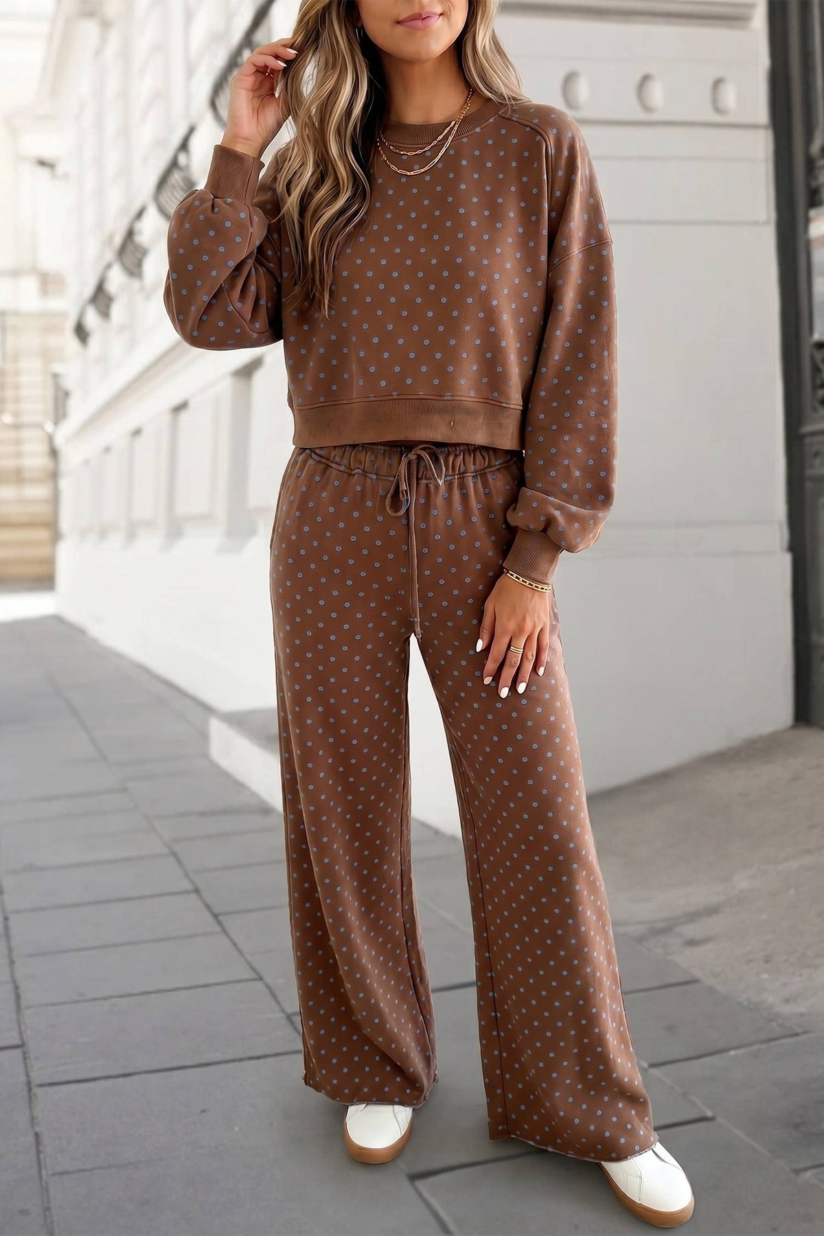 Brown Polka Dot Lounge Set