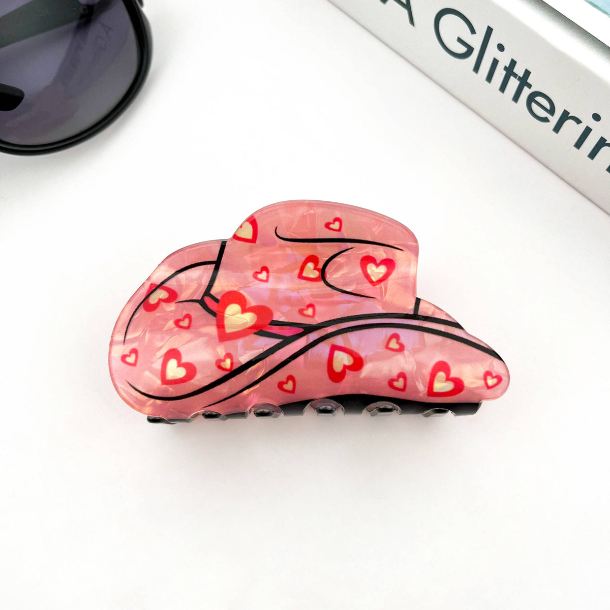 Pink Cowboy Hat Hair Clip