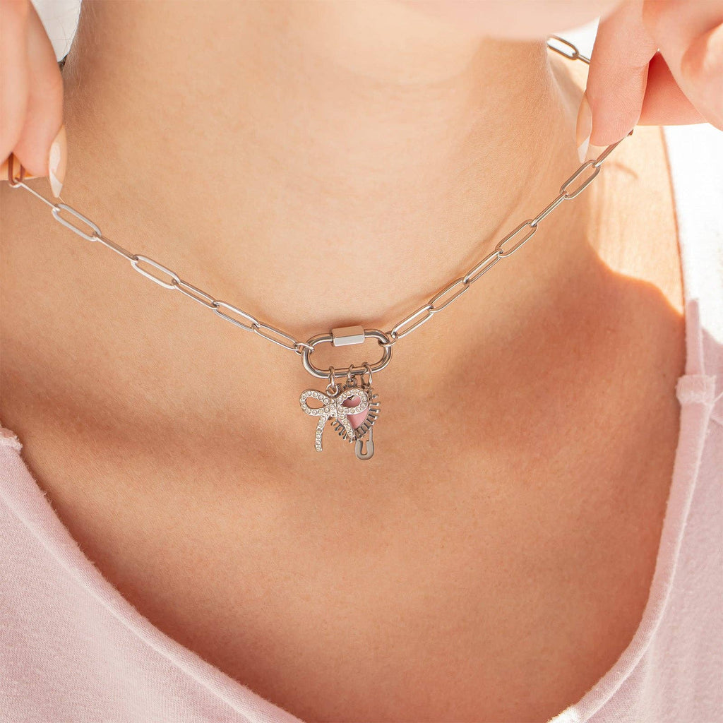 Paperclip Carabiner Charm Holder Necklace