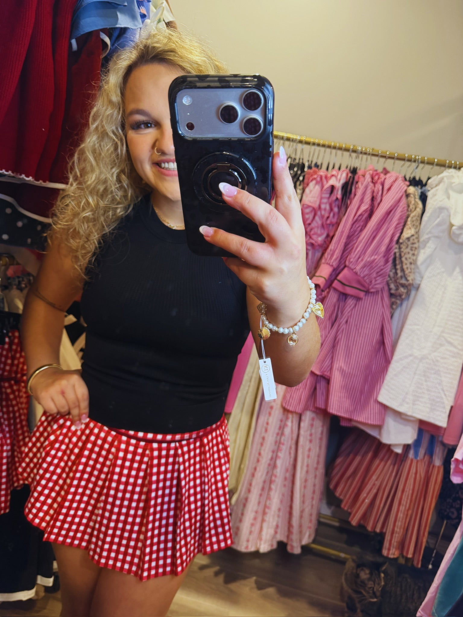 Gingham Active Pleated Skort