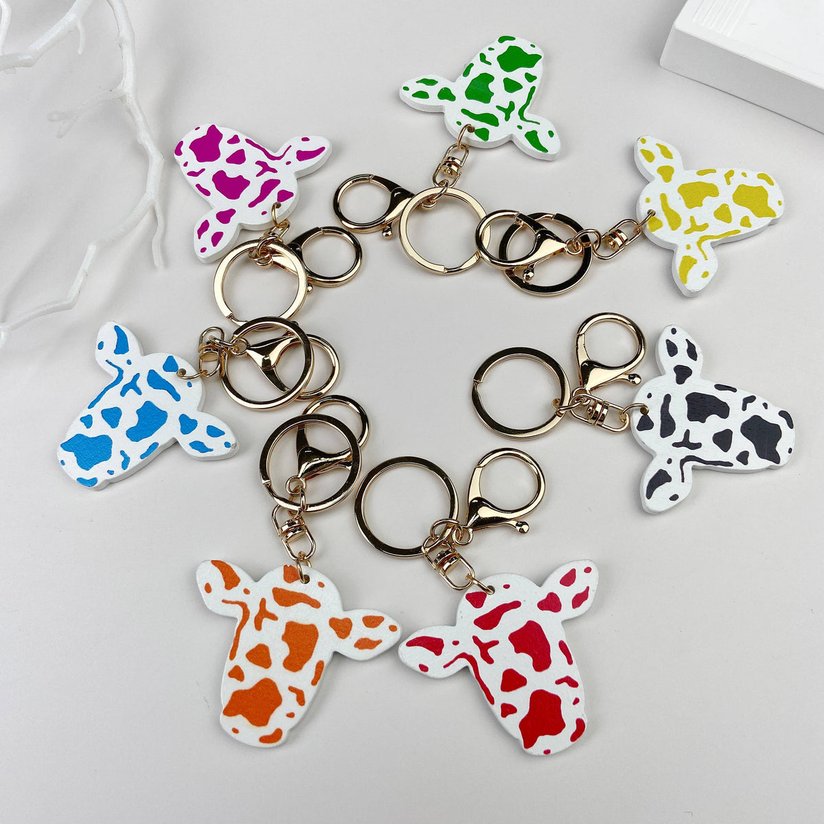 Wooden Bull Head Keychain