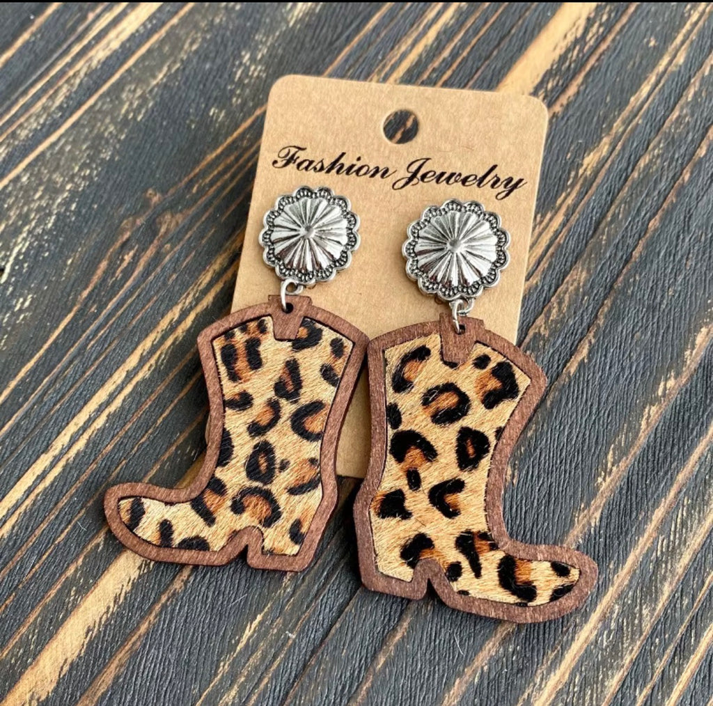 Wooden Boot Earrings