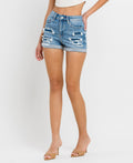 Vervet High Rise Patched Double Cuffed Shorts