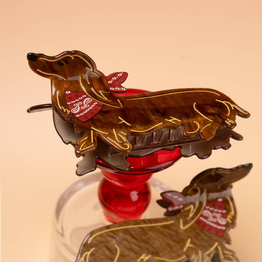 Bandana Adorned Dachshund Hair Claw Clip