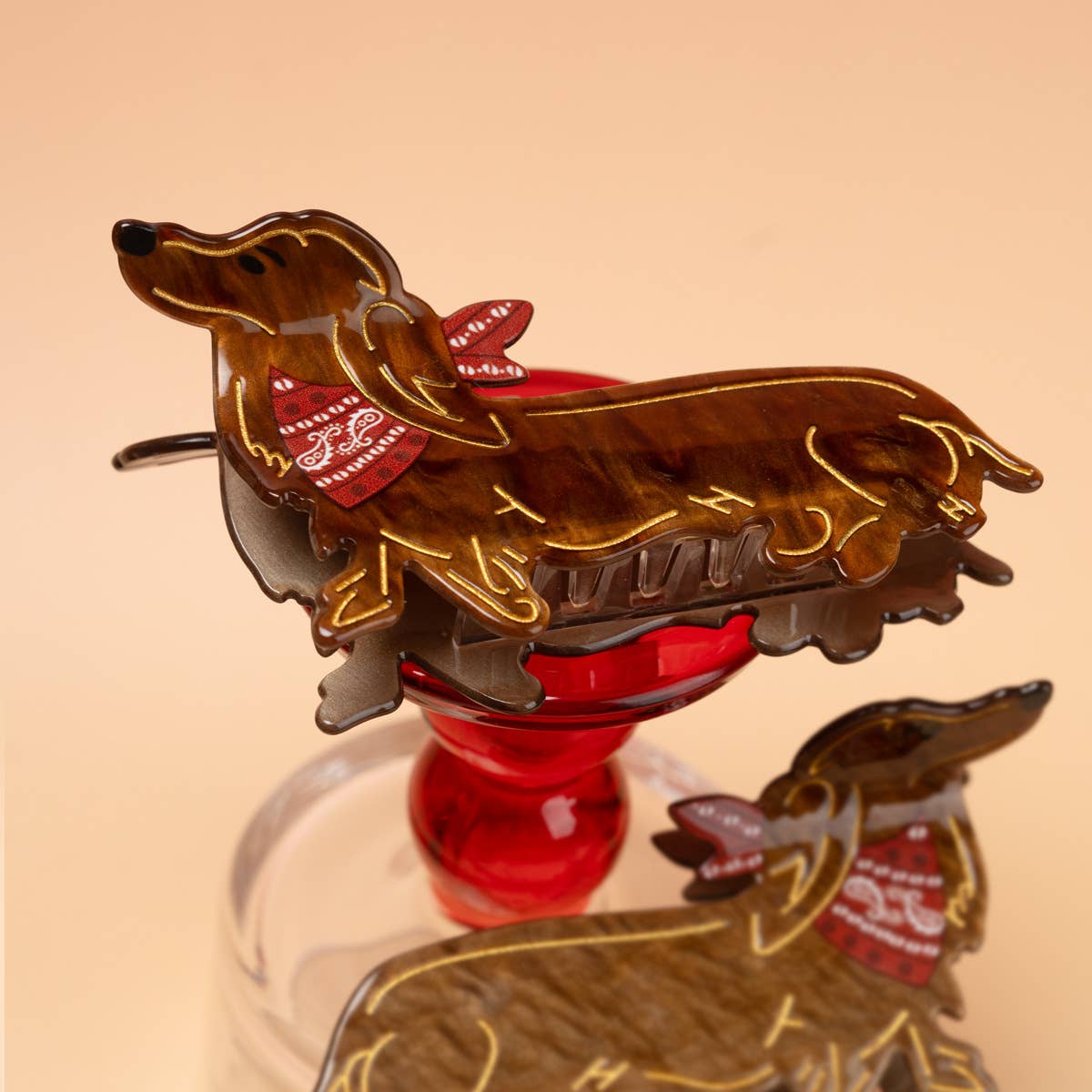 Bandana Adorned Dachshund Hair Claw Clip