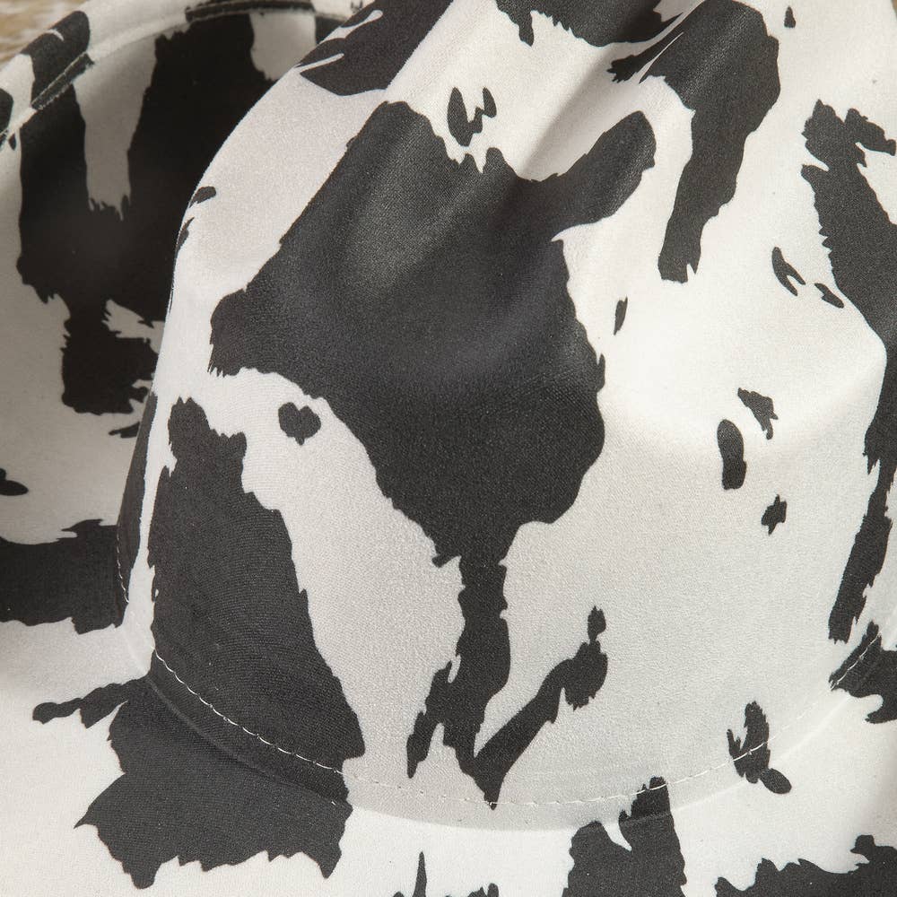 Faux Suede Cow Print Western Cowboy Hat
