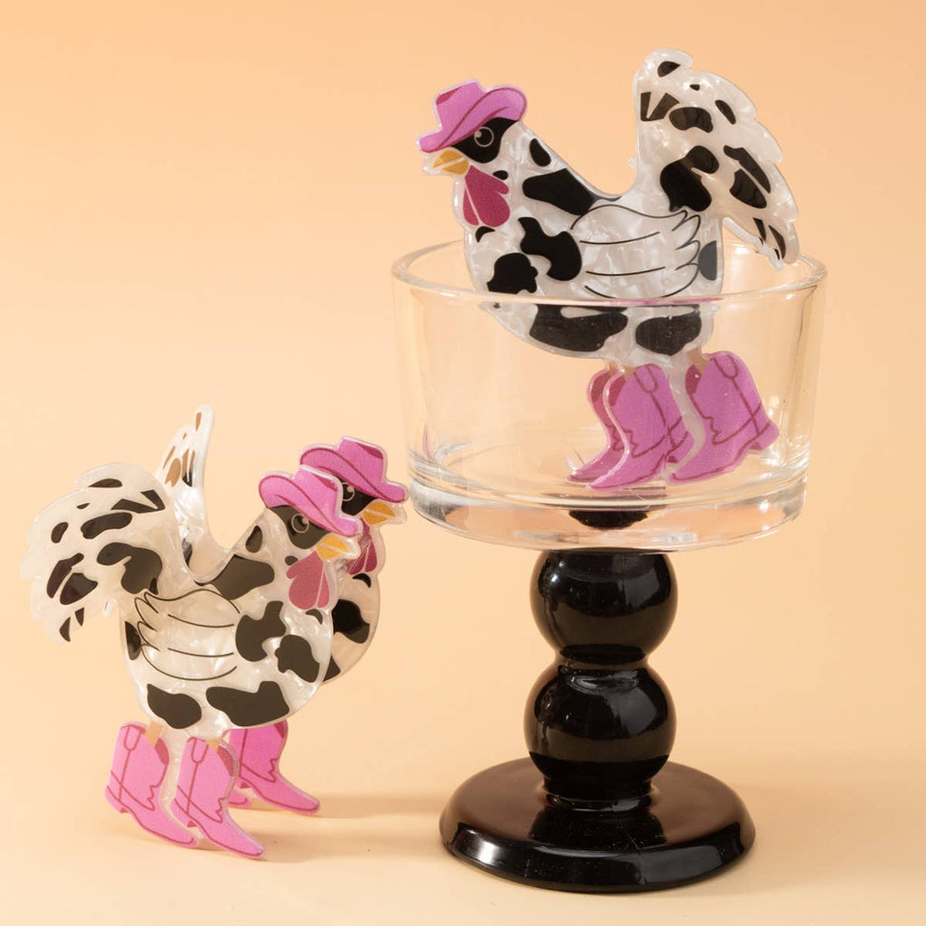Cowboy Rooster Hair Claw Clip