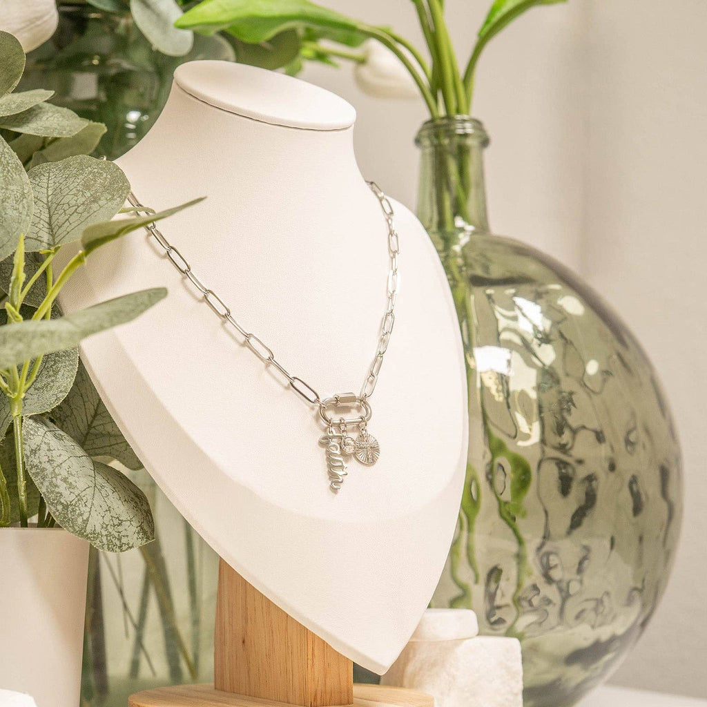 Paperclip Carabiner Charm Holder Necklace