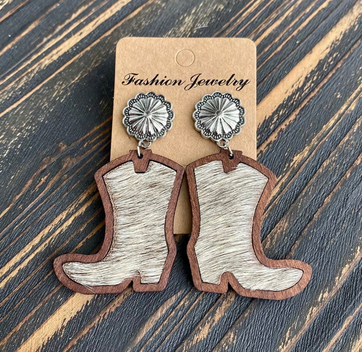 Wooden Boot Earrings
