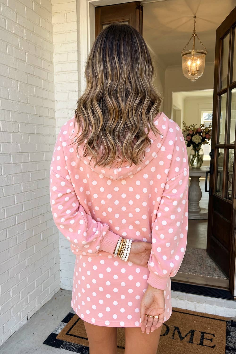 Polka Dot Hooded Mini Skirt Set