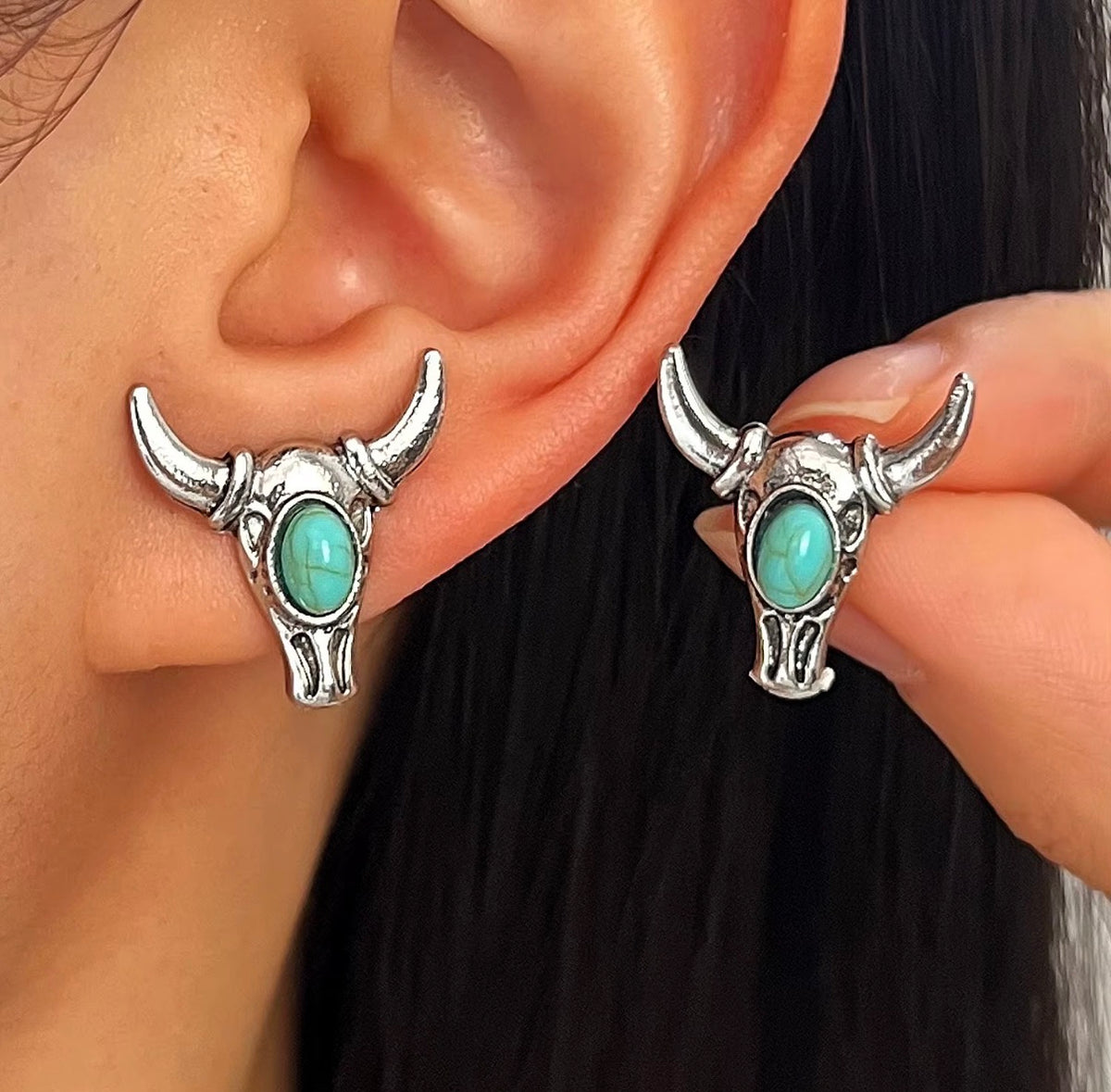 Turquoise Longhorn Stud Earrings