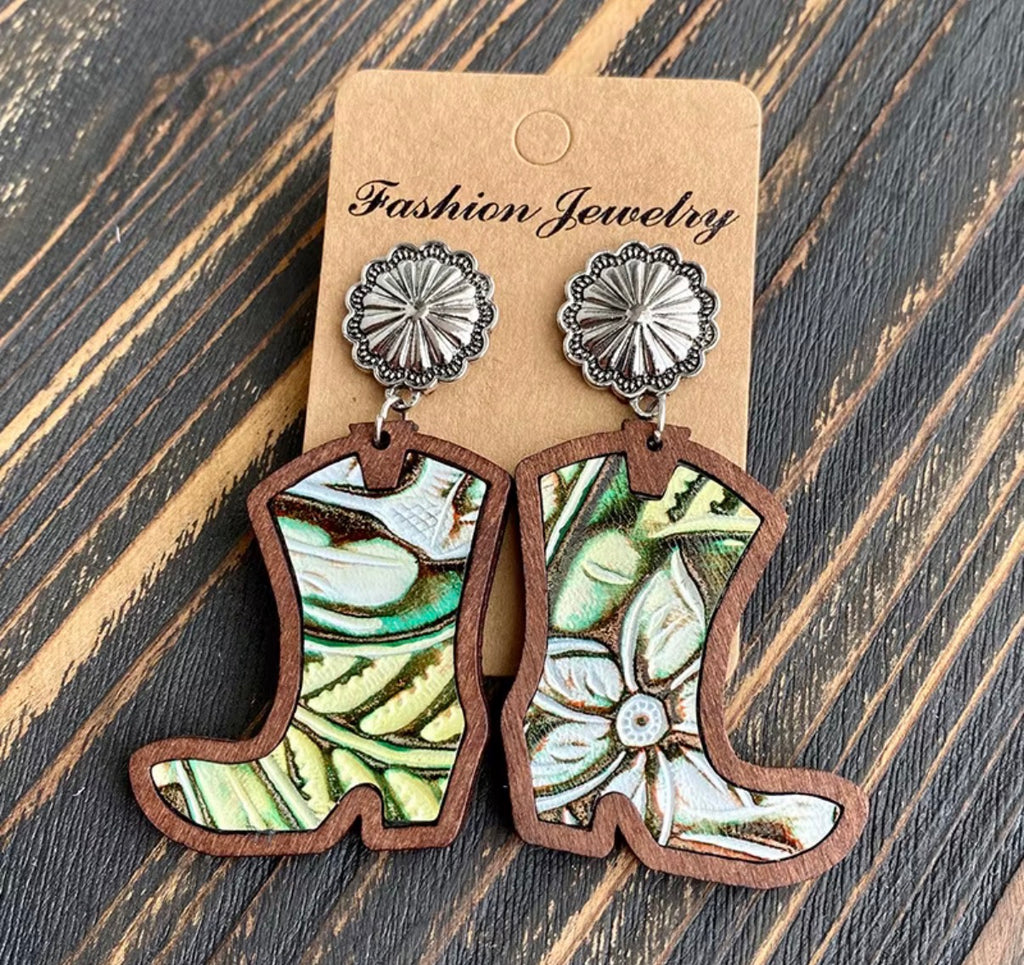 Wooden Boot Earrings