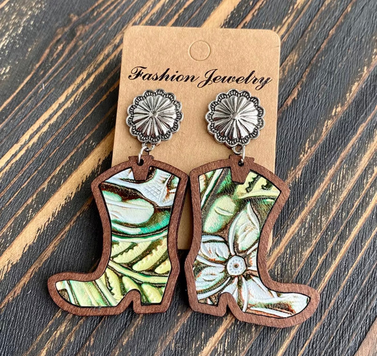 Wooden Boot Earrings