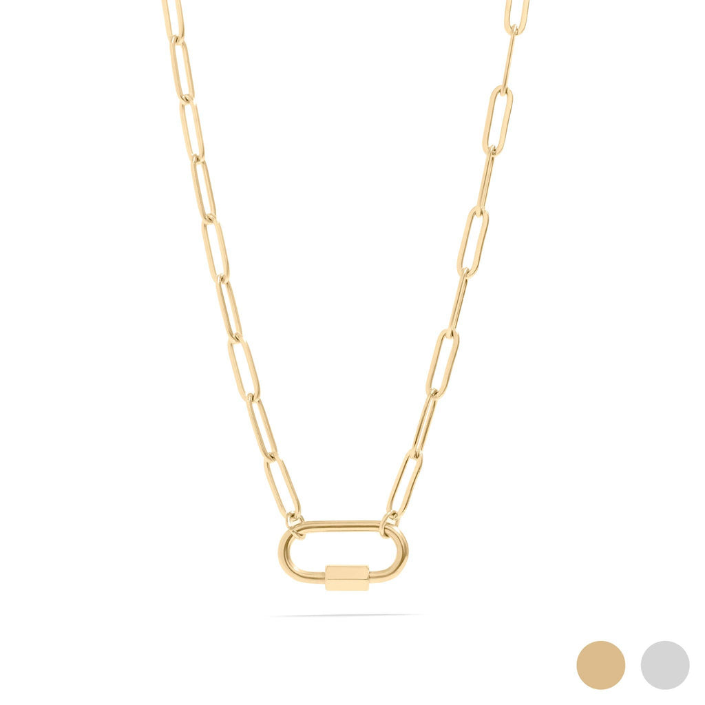 Paperclip Carabiner Charm Holder Necklace