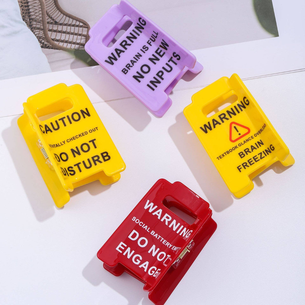 Warning Sign Hair Claw Clip