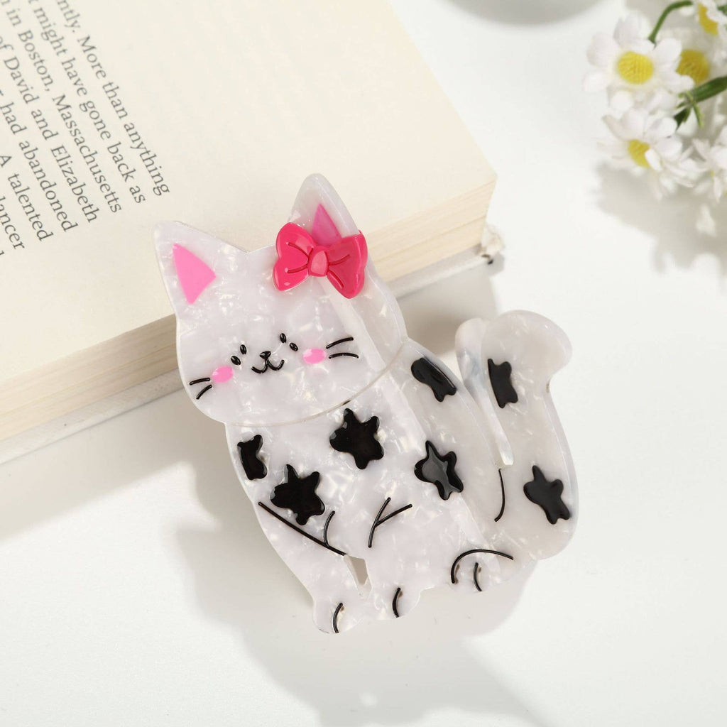Cute Bow & Scarf Glasses Cat Hair Claw Clip