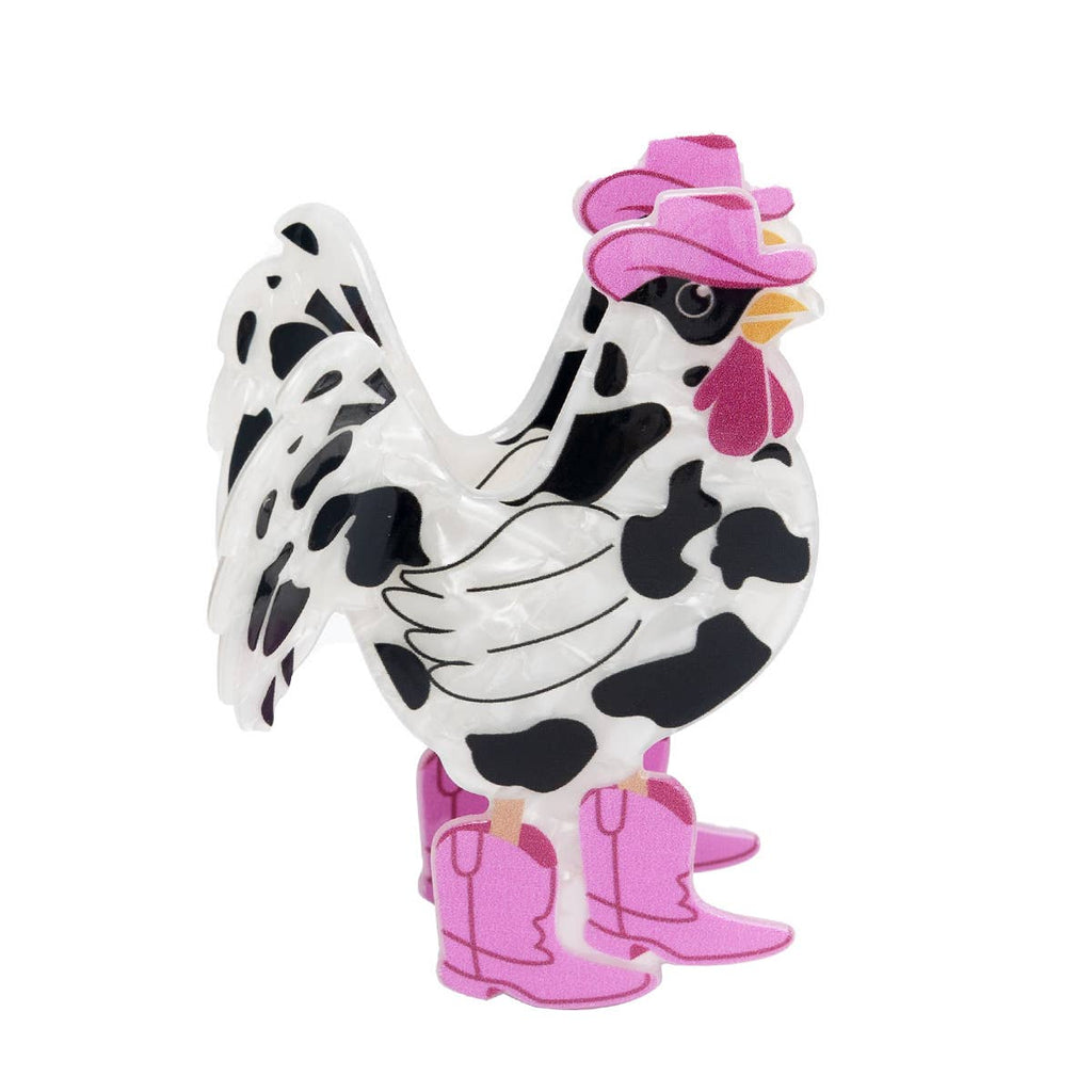 Cowboy Rooster Hair Claw Clip