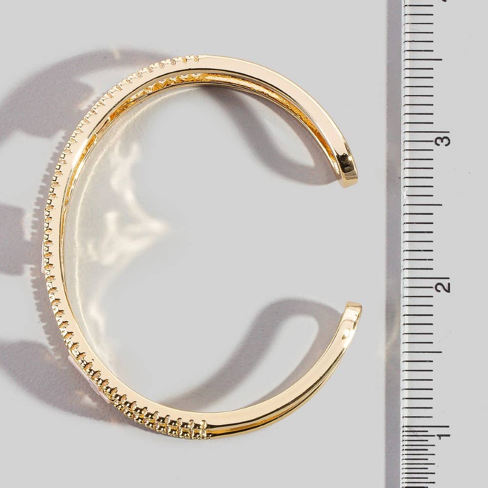 Pave Double Row Cross Cuff Bracelet