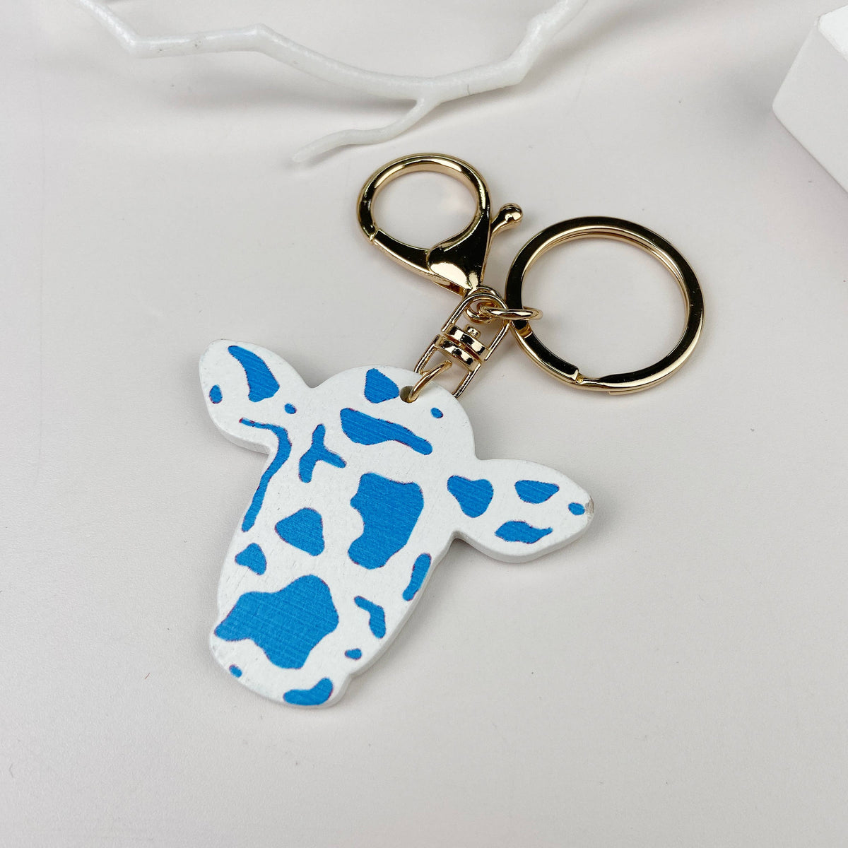Wooden Bull Head Keychain