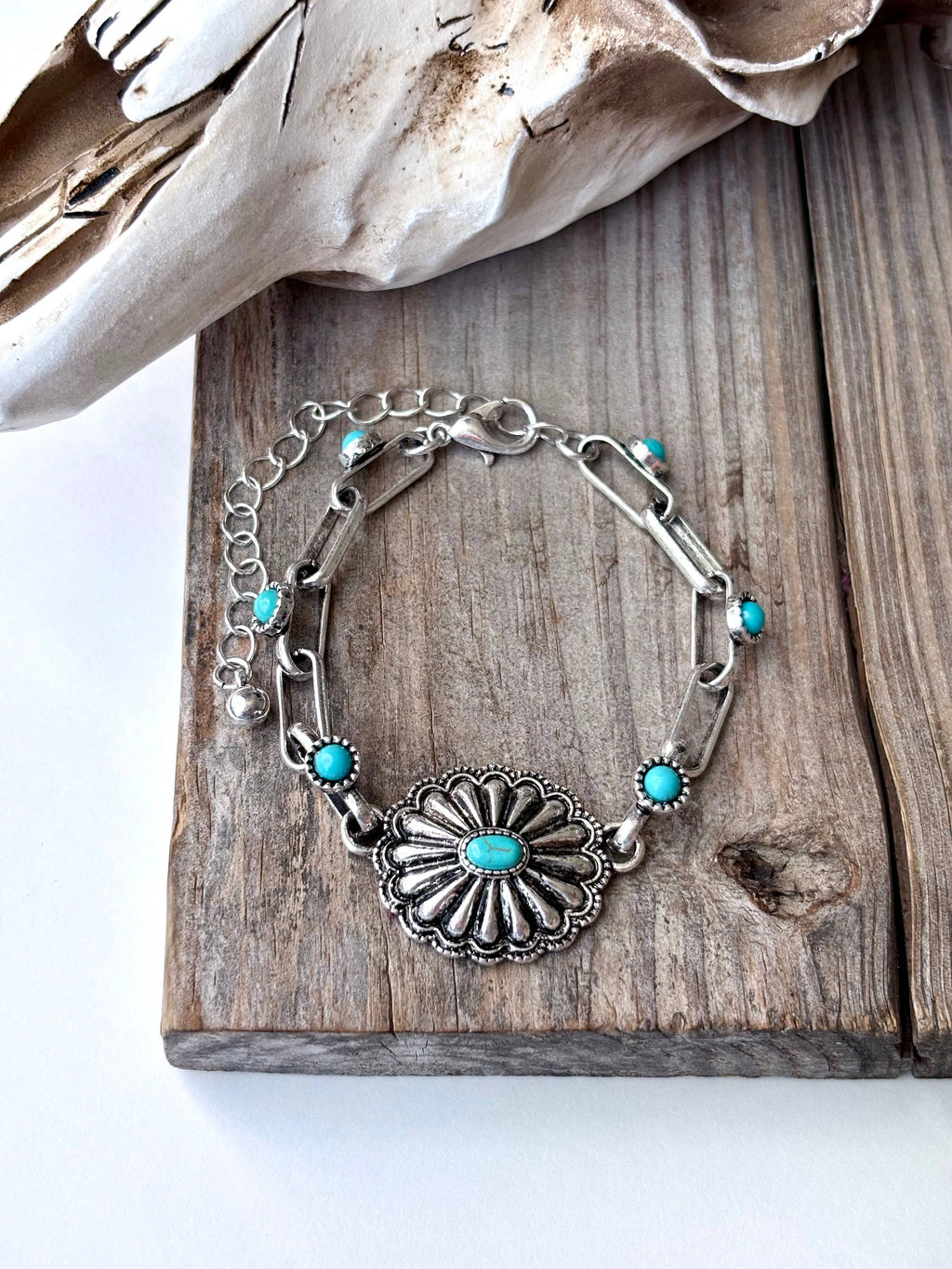 Turquoise Concho Chain Bracelet