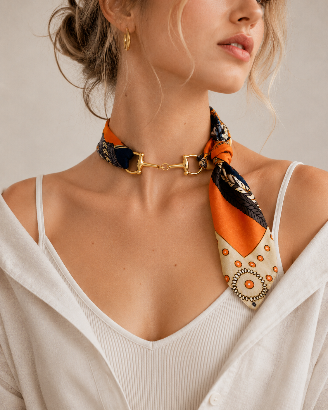 Horse Bit Silk Scarf Choker Necklace