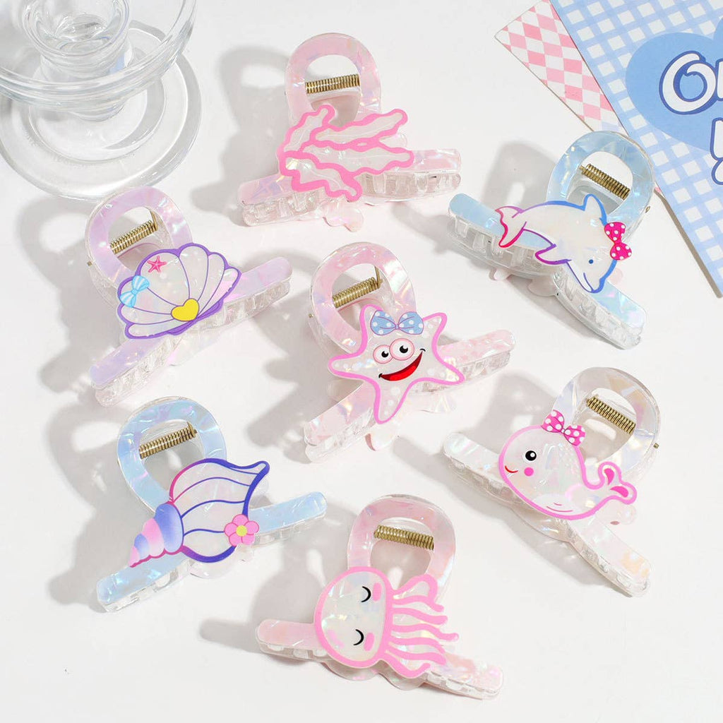 Cartoon Iridescent Ocean Animal Design Hair Claw Clip