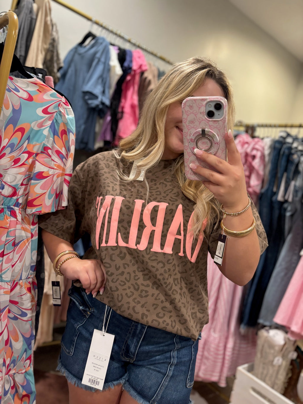 Darlin’ Pink Puff Leopard Graphic Tee