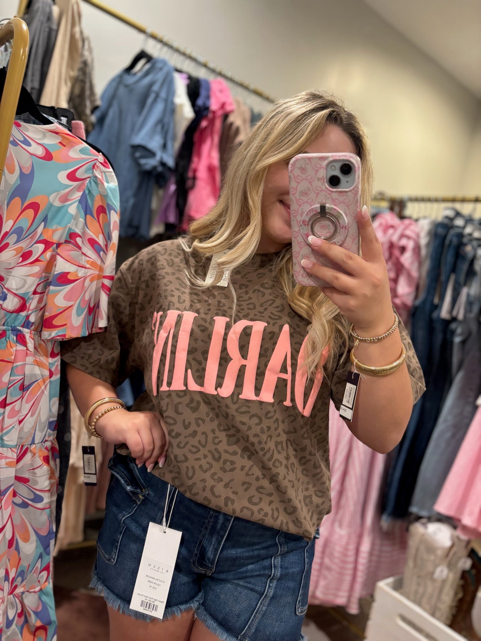 Darlin’ Pink Puff Leopard Graphic Tee