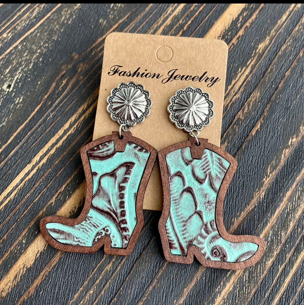 Wooden Boot Earrings