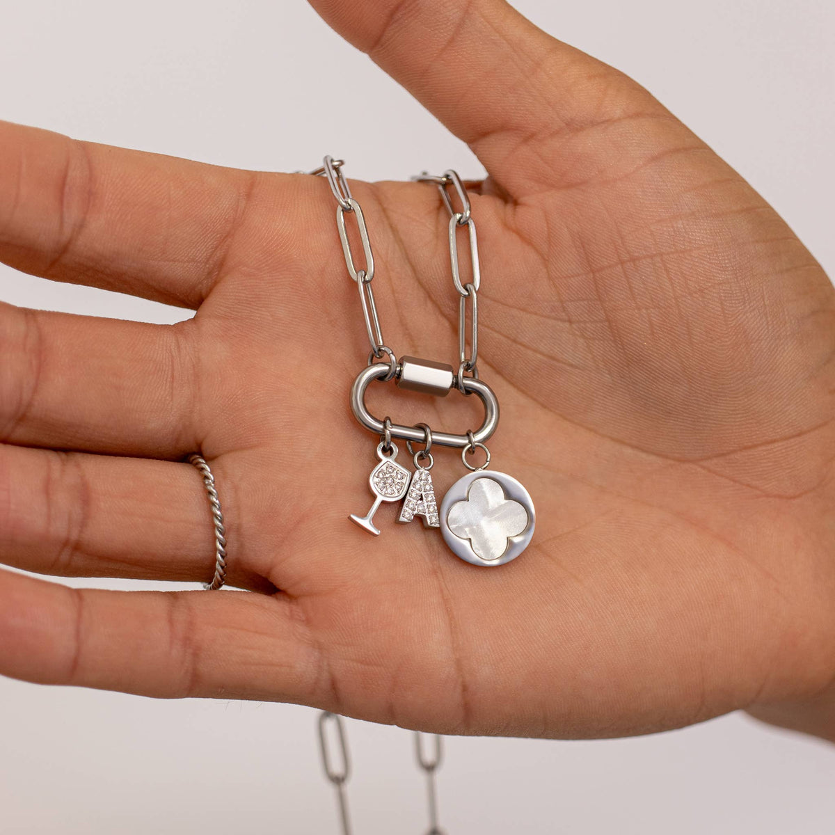 Paperclip Carabiner Charm Holder Necklace