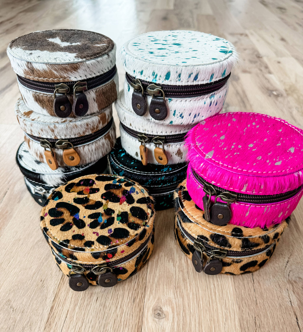 Cowhide Mini Travel Jewelry Case