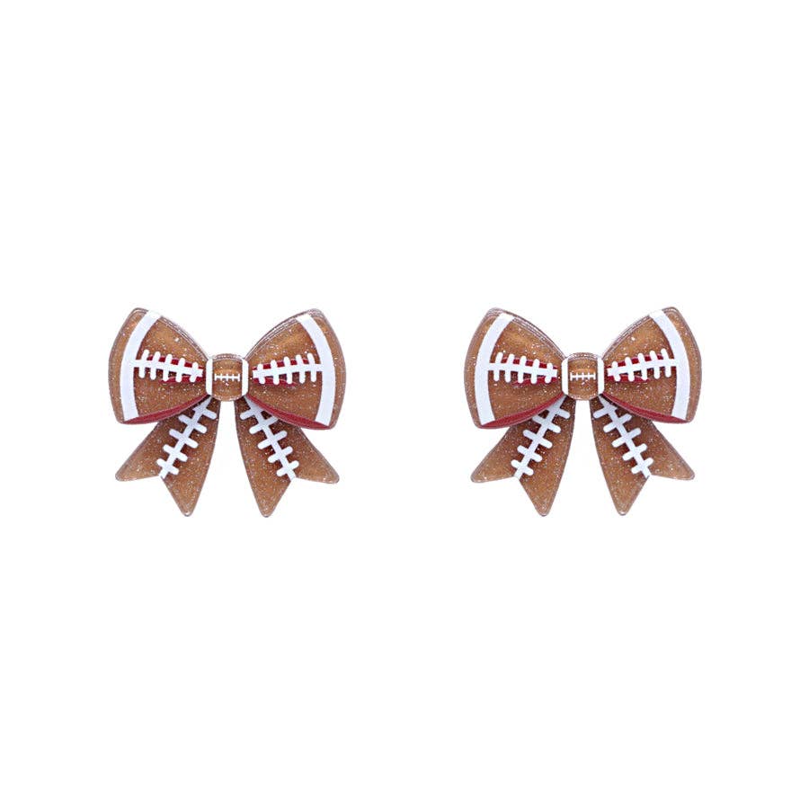 Football Bow Stud Earrings